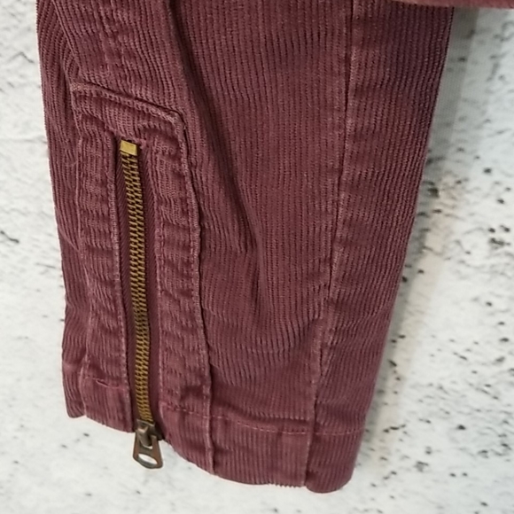 ABERCROMBIE & FITCH Cord Moto Jacket Wine - Picture 6 of 7